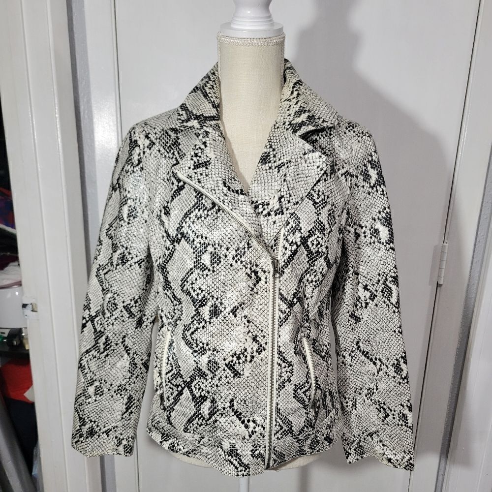 Multiples snakeskin moto jacket 